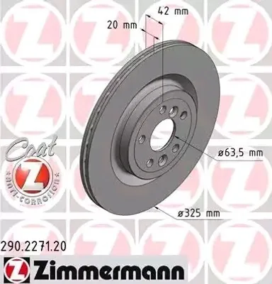 Produktbild von 2x ZIMMERMANN Bremsscheibe 290.2271.20 für LAND ROVER Discovery Sport (L550)