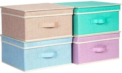 Obrázek produktu pro Skládací úložný box s víkem – skládací box na hračky – 1 ks – barva ledová – 33,5 l x 31,75 x 17,5 cm
