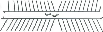 A set of two wire racks and two small clips, likely for a dishwasher.