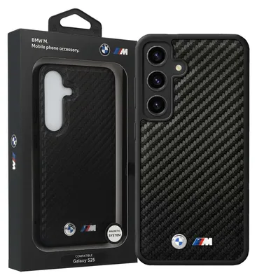 Produktbild von BMW Tasche für SAMSUNG S25 kompatibel MagSafe BMHMS25S24PUCILK (PU Carbon Metall Logos) schwarz