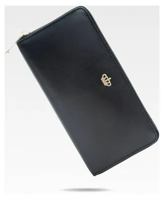 Produktbild von Damen Geldbörse aus Echtleder | Geldbeutel mit RFID Schutz | Großes Portemonnaie mit vielen Kartenfächern | Weiches Vollleder | Geldtasche mit Rundum-Reißverschluss (Schwarz)