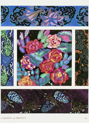 Image de Affiche 13 x 18 cm Fleurs Art déco v.9, Bénédictus Vintage pour le salon