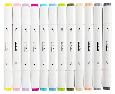 Image de Stylo à dessin Epaisseur du trait 1+8mm Couleurs pastel - 12pcs.