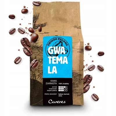 Zdjęcie produktu dla Kawa ziarnista Caveres GWATEMALA 100% Arabica 250g | 100% Arabica ŚWIEŻO PALONA rzemieślnicza palarnia kawy premium