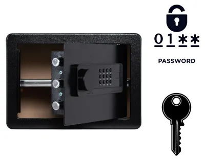 Immagine prodotto di Cassaforte blindata con serratura elettronica e chiave 25x35x25 cm Nero