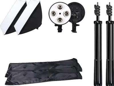 Image de Kit d'éclairage softbox, construction durable, luminosité réglable, pas d'ampoule