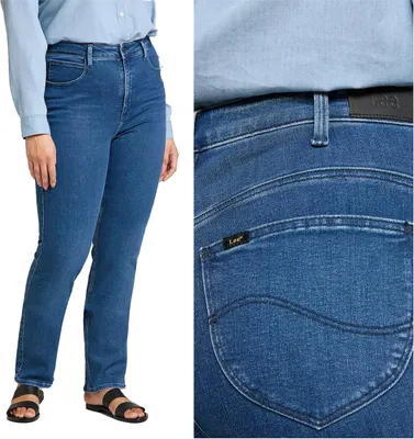 Zdjęcie produktu dla LEE, damskie jeansy, krój prosty, model CLASSIC STRAIGHT PLUS, rozmiar W33 L33, kolor niebieski, materiał: jeans, fason: luźny