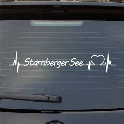 Produktbild von Heckscheibenaufkleber Starnberger See Herzschlag Puls See Sea Liebe 55x11 cm Weiss Glanz Auto Aufkleber Sticker