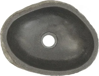 A top-down view of a stone sink on a white background.