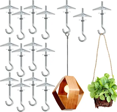 Produktbild von BELLE VOUS 15 STK Kohlenstoffstahl Federklappdübel mit Haken - M5/50 mm Hochleistungs Trockenbau Dübel - Schraubhaken mit Dübel für hängende Pflanzen,