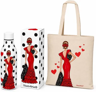 Produktbild von Set + Cádiz-Shopper Aufeinander abgestimmtes Set Manuela Thermoflasche + Cádiz-stofftasche