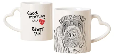 Obrázok produktu pre Shar Pei – šálka so psíkom, rozkošná šálka s uškom v tvare srdca, univerzálny darček značky Art-Dog
