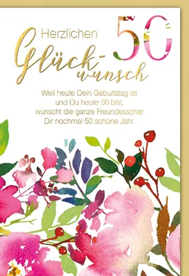 Produktbild von 50. Geburtstag - Glückwunschkarte im Format 11,5 x 17 cm mit