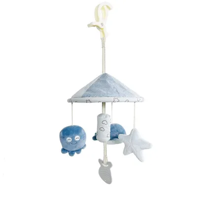 Imagen del producto de Juguete interactivo para bebés: Compañero animal para cochecitos y cunas, océano, azul