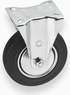 Zdjęcie produktu dla Kółko obrotowe Metafranc Ø 125 mm – płytka 104 x 80 mm – koło z pełnej gumy – miękka powierzchnia bieżnika – łożysko rolkowe – nośność 100 kg / kółko transportowe / kółko do mebli /