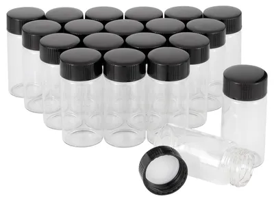 Obrázok produktu pre Sklenené fľaštičky s objemom 20 ml s uzáverom – sada 20 kusov