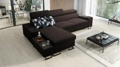 Produktbild von Kaiser Möbel s,modernes Ecksofa MELODY I MAXI mit Usb und Regal Sawana Dunkelbraun Links