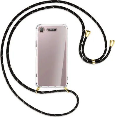 Produktbild von Handykette Backcover-Schutzhülle mit Band (Metall goldfarben) für Sony Xperia XZ1 - schwarz/gold