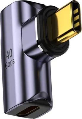 Zdjęcie produktu dla INF Magnetyczny adapter kątowy USB-C żeński na USB-C męski 100W 40Gbps 8K@60Hz - Szary