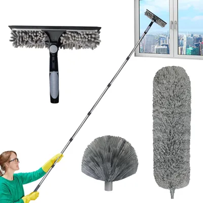 Teleskop-Staubwedel-Set, 6 m, 3 Köpfe, für Fenster & Decken