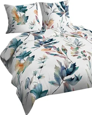 Obrázek produktu pro Bavlněné povlečení Lux 140x200+70x90cm - Listy modré na bílém