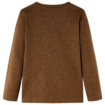 Image de vidaXL T-shirt à manches longues pour enfants Cognac Melange 116