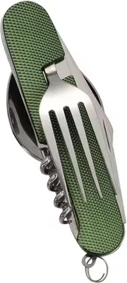 Imagen del producto de CHPN – Cubiertos plegables – Cubiertos de supervivencia – Abrelatas integrado – Color verde – Cubiertos para camping – Herramienta multifunción – Herramientas de supervivencia – Camping – Supervivencia – Multiusos
