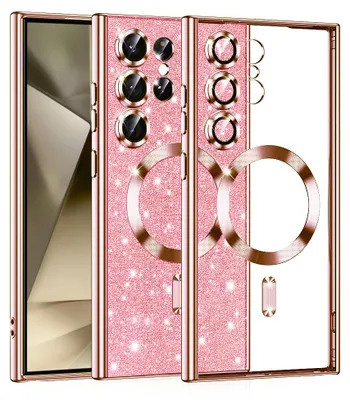 Zdjęcie produktu dla Techsuit Glitter MagSafe etui do Samsung Galaxy S24 Ultra - różowe złoto