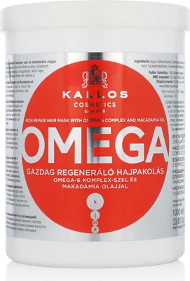 Produktbild von Kallos KJMN Omega Rich repair mask 1000ml, 1000 ml, Frauen, beschädigtes Haar, trockenes Haar, Stumpfes Haar, Feuchtigkeitsspendend, Nährend, Glanz, Macadamia-Öl, Topf