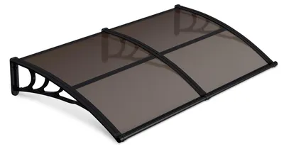 Obrázok produktu pre Strešný štít Vigevee pre vchodové dvere s odvodňovacím systémom, 200 x 100 cm, polykarbonát, čierna/hnedá