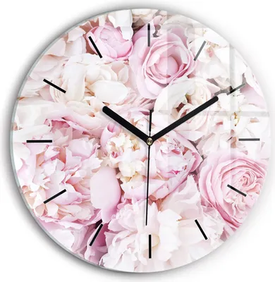 Produktbild von Wallfluent Wanduhr – Stilles Quarzuhrwerk - Uhr Dekoration Wohnzimmer Schlafzimmer Küche - Zifferblatt mit Striche - schwarze Zeiger - 30 cm - Dekorative Blumen