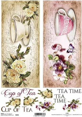 Obrázok produktu pre ITD Ryžový papier decoupage remeselná technika papierových obrúskov-R0493 Šálky na čaj
