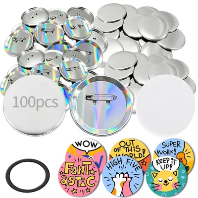 58 mm Button-Rohlinge, 100 Stück, DIY-Bastelset mit Folie