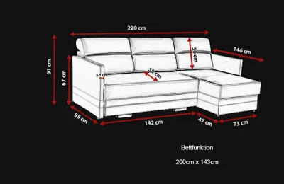 Produktbild von Sofa Schlafsofa Designer Sofa mit Bettfunktion + Bettkasten Ecksofa Couch NEU