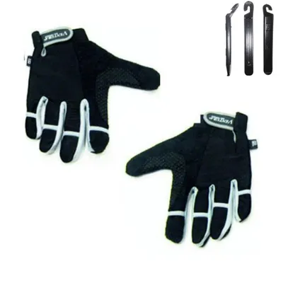 Immagine prodotto di Guanti da ciclismo Ventura taglia XL nero/bianco con leva per pneumatici inclusa