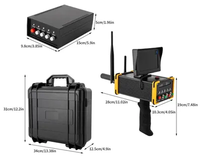 Obrázok produktu pre Ručný kovodetektor – Profesionálny detektor zlata – LED displej 10,9 cm – Dosah 990 metrov – Hĺbka detekcie 1–16 metrov – Frekvencia 5,6–6 kHz – Čierna farba