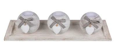 Immagine prodotto di Piatto di legno Out of the Blue con 3 portacandele a sfera
