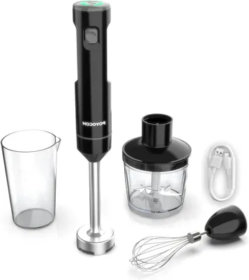 Productafbeelding van Draadloze Staafmixer - Keukenmixer - Maak Smoothies - Variabele Snelheid - 600ml - Zwart