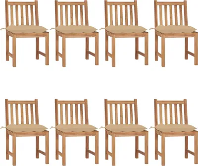 Produktbild von Gartenstühle 8 Stk. mit Kissen Massivholz Teak