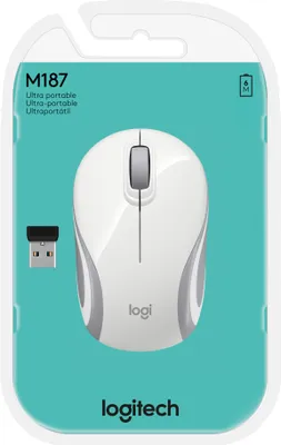 Obrázek produktu pro Logitech LGT-M187W, Pro praváky i leváky, Optický, RF bezdrátový, 1000 DPI, Bílá