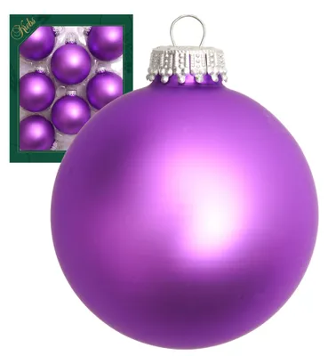 Produktbild von Krebs Glas Lauscha Christbaumkugeln - 8er Set - Flieder-Matt - aus Glas - Unifarbende Kugeln - ca. 7cm
