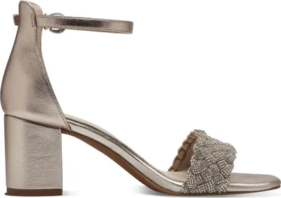 Produktbild von MARCO TOZZI Damen Sandalette geschlossene Ferse Glitzer Fesselriemen 2-28399-42, Größe:36 EU, Farbe:Gold
