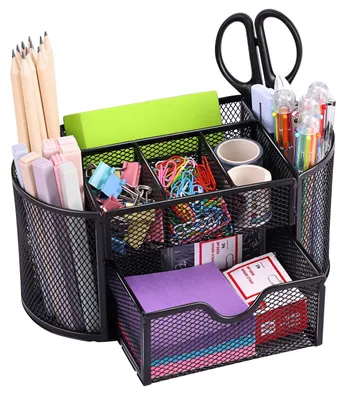 Produktbild von Schreibtisch-Organizer mit 8 Fächern und 1 Schublade, aus Netzgewebe.