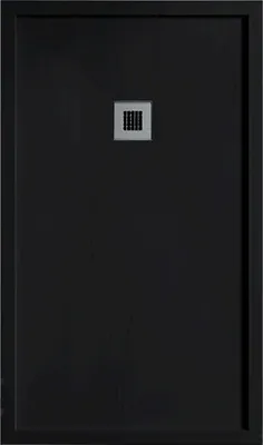 Produktbild von Mineralguss-Duschwanne extra flach mit Rand SARIN SCHWARZ 70x100 cm  Ablaufschutz in Chrom