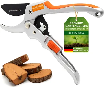 Produktbild von Ratschen Gartenschere Premium | Profi Ratschengartenschere | Amboss Gartenschere | Stufenschere | Ratschenantrieb