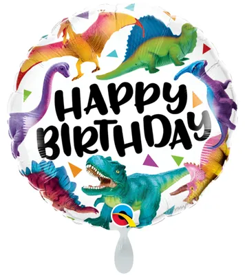 Produktbild von Folienballon rund Happy Birthday Dinosaurier
