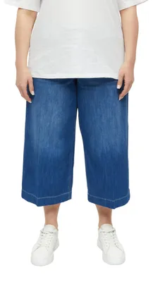 Productafbeelding van s.Oliver damesbroek – culotte model, hoge taille, wijde pijpen, denim