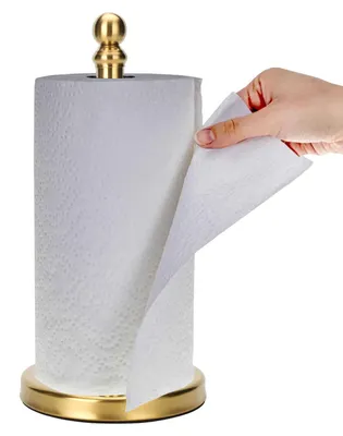 Produktbild von Papierrollenhalter Arbeitsplatte, stehend, für Küche, gewichtete Basis, goldfarben