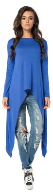 Produktbild von Longshirt mit verlängerte Saumenden Asymmetrisch; Blau 2XL/3XL 44/46