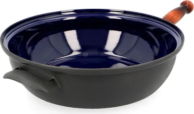 Produktbild von Kuketo | Emallierte Pfanne 28 cm – Tiefe Bratpfanne 4,4 L Für Induktion & Gas – Emaille Pfanne Schwarz Außen, Blau Innen, Robust & Vielseitig